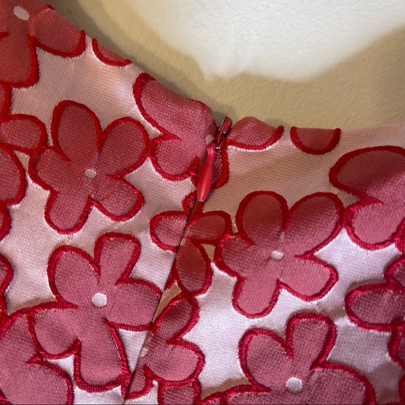 ROSALITA MCGEE Red Floral Crochet Detail A Line Sleeveless Dress Size Large - Picture 5 of 6